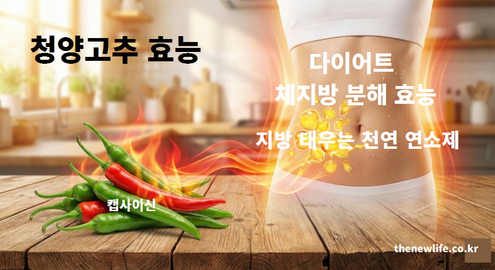 청양고추의 캡사이신 성분이 신진대사를 높여 체지방을 분해하고 다이어트에 도움을 주는 지방 태우는 천연 연소제 효능