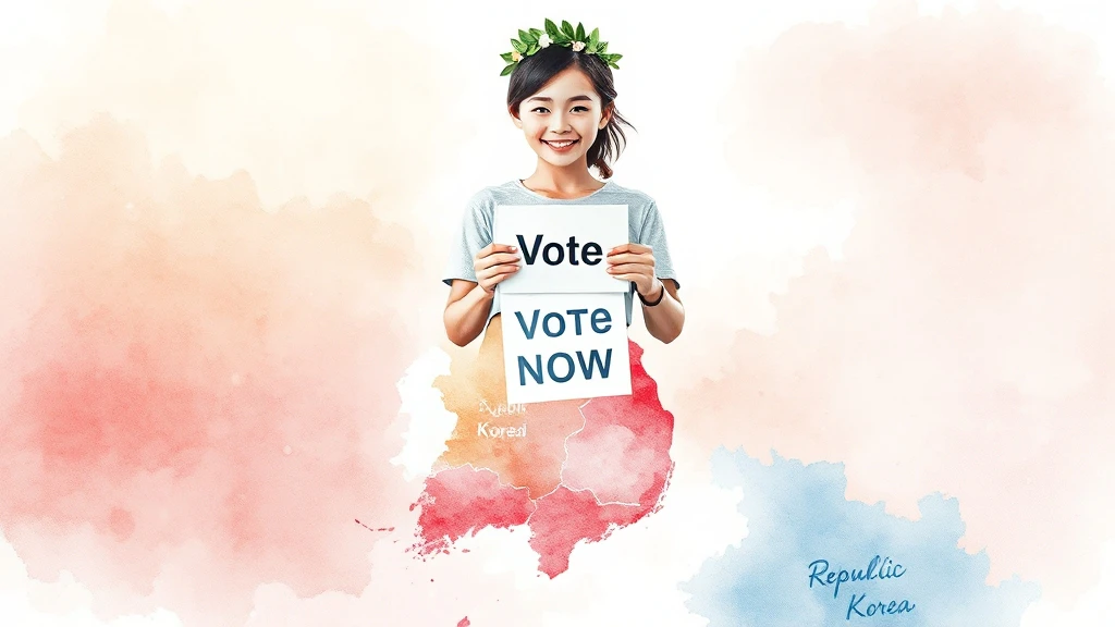 대한민국 지도에 한 소녀가 투표라는 문구를 들고 있는 AI 이미지