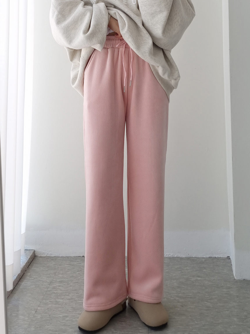 후끈 밍크 골덴 기모 와이드 밴딩 팬츠