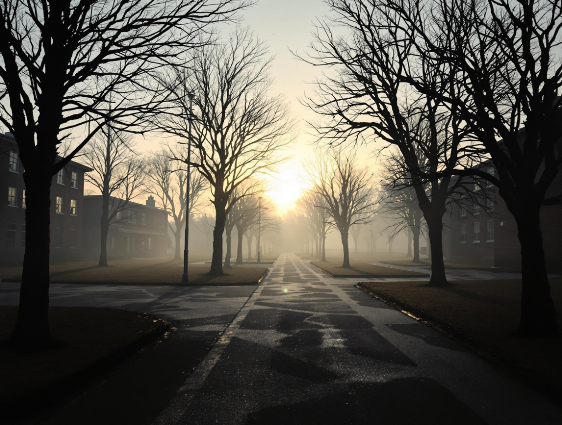 어두운 배경의 거리