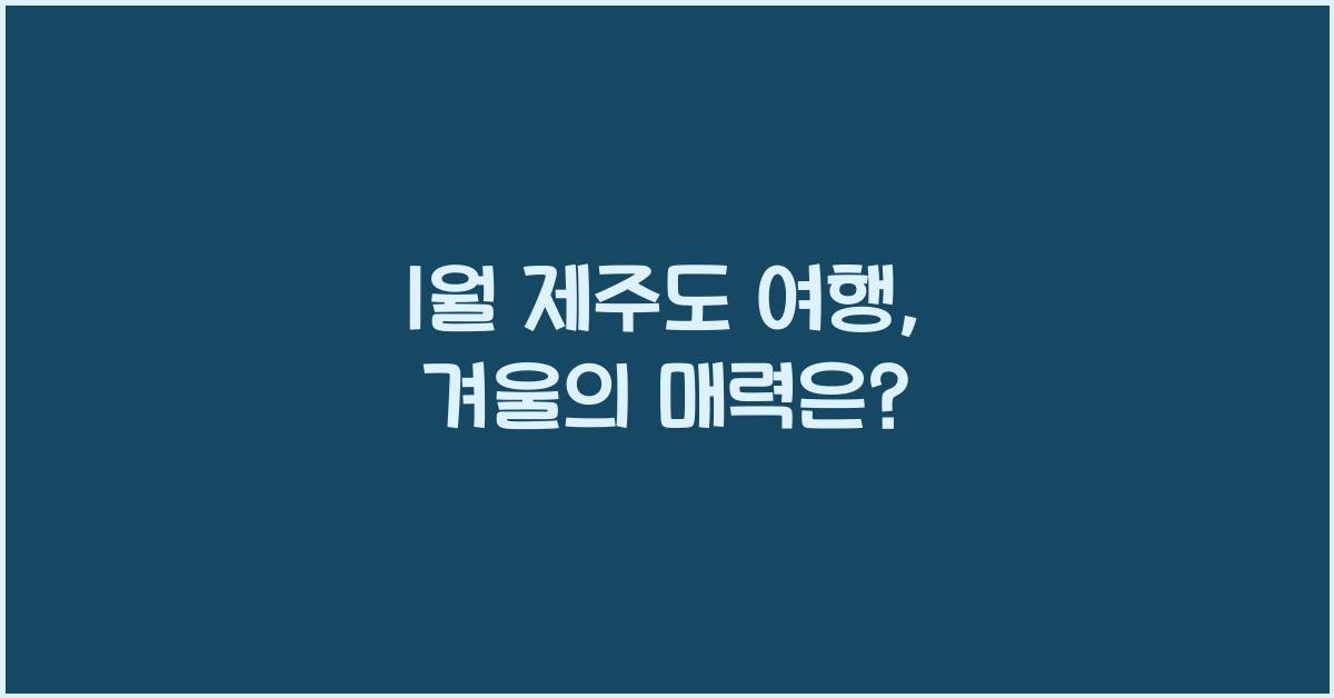 1월 제주도 여행