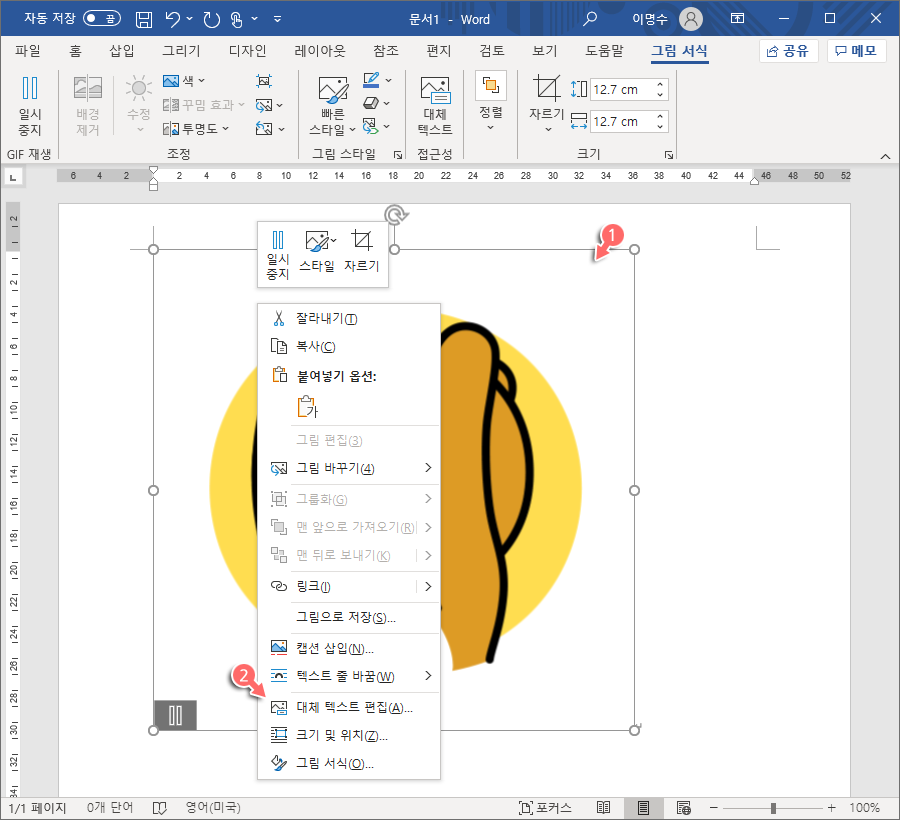 대체 텍스트 편집