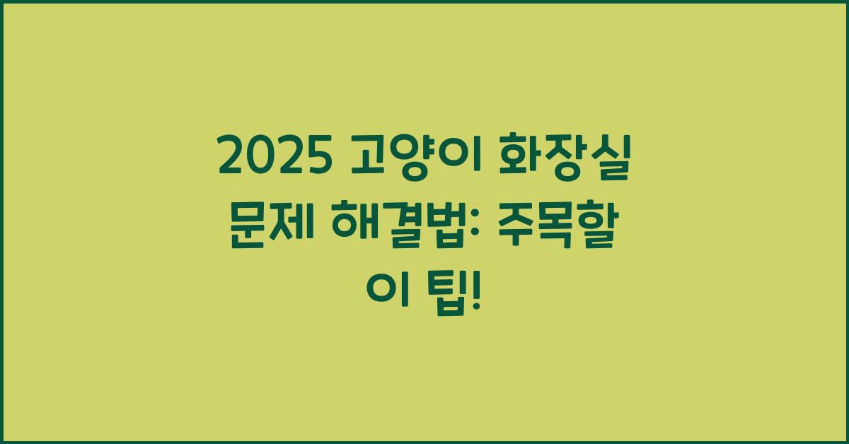 2025 고양이 화장실 문제 해결법
