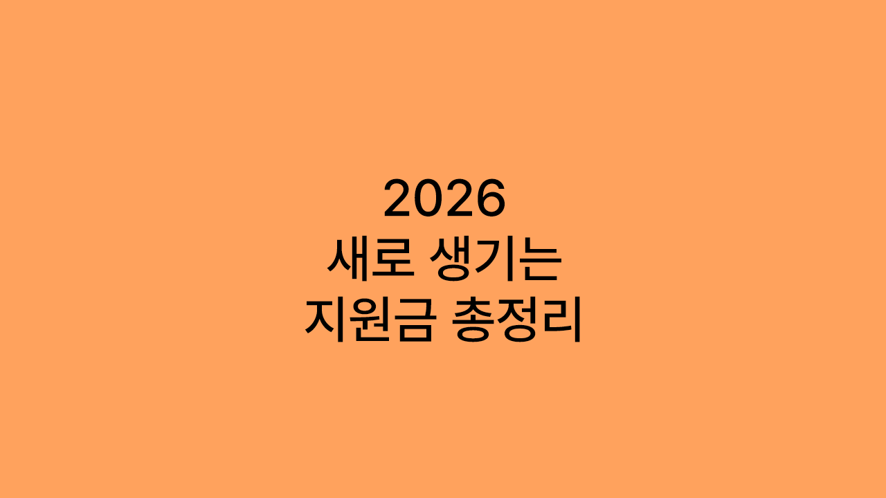 2026년에 새로 생기는 지원금 8가지 총정리