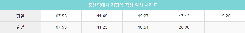 풍산엯에서 지평역 직행시간표