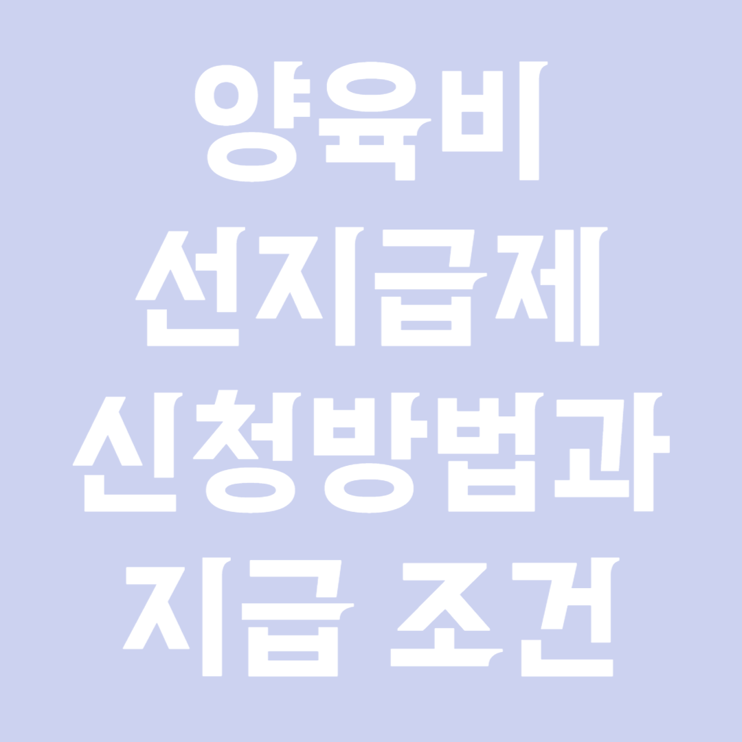 양육비 선지급제 신청방법과 지급 조건