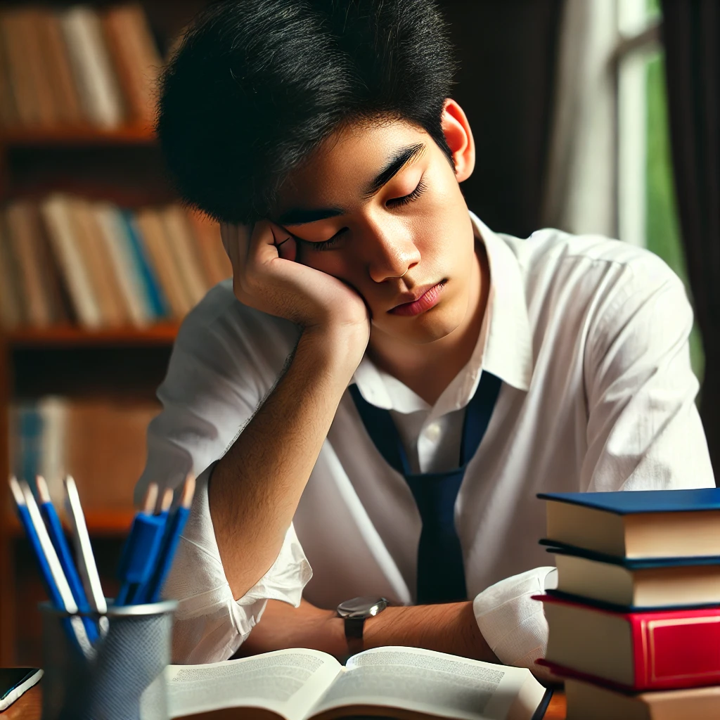 책상에서 조는 학생