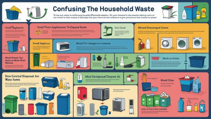 생활 속에서 헷갈리기 쉬운 소형가전, 혼합제품, 대형 폐기물의 올바른 배출법을 정리한 이미지