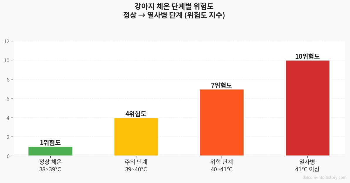 강아지 체온 단계별 위험도