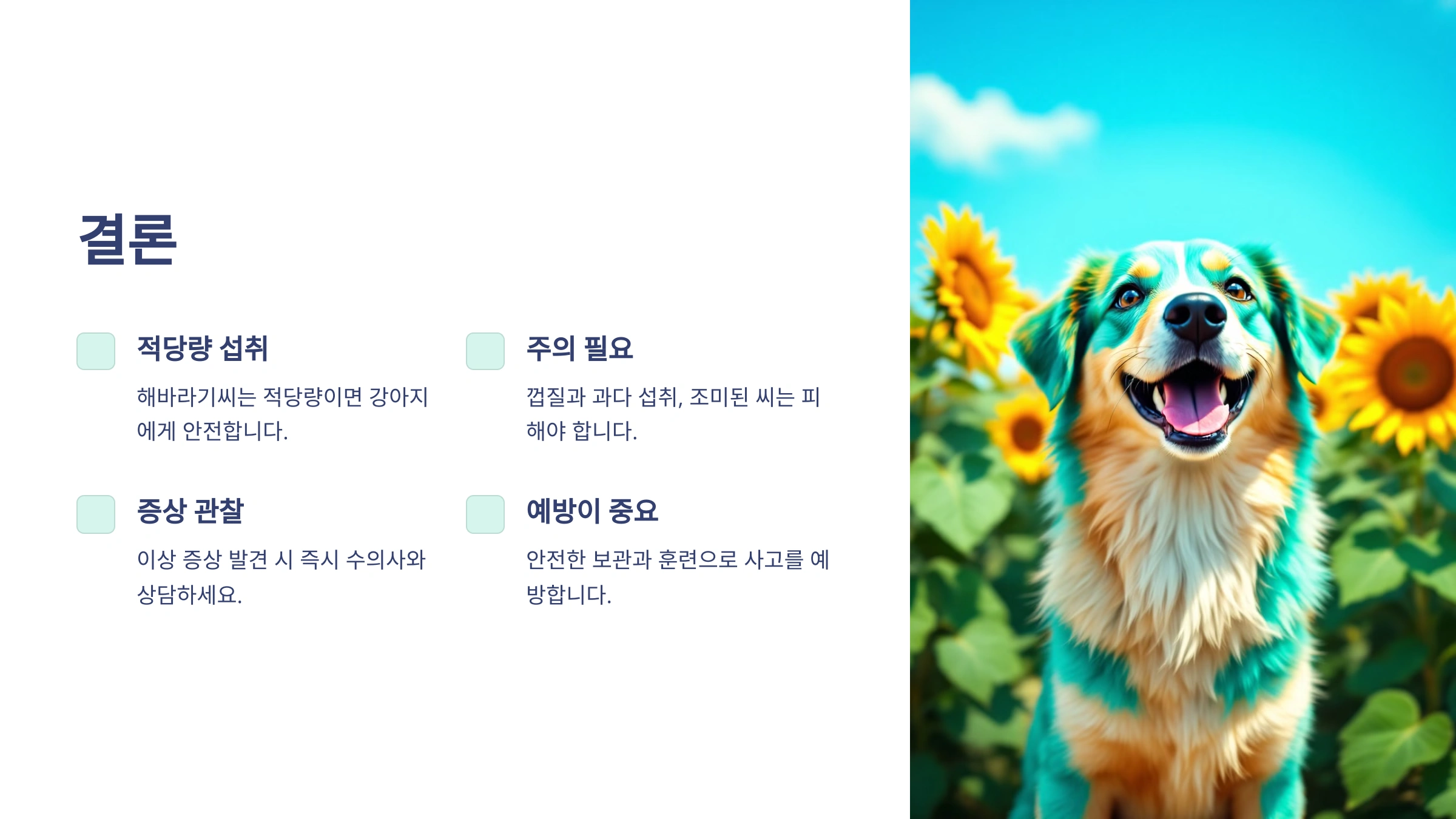 🐶 강아지가 해바라기씨를 먹었을 때 증상과 대처법