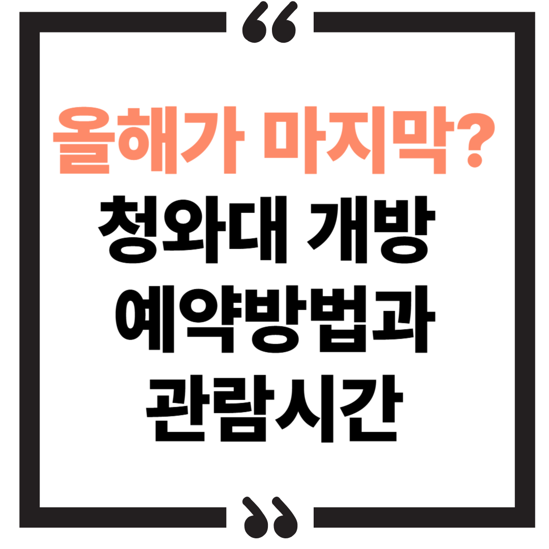 올해가 마지막? 청와대 개방 예약방법과 관람시간