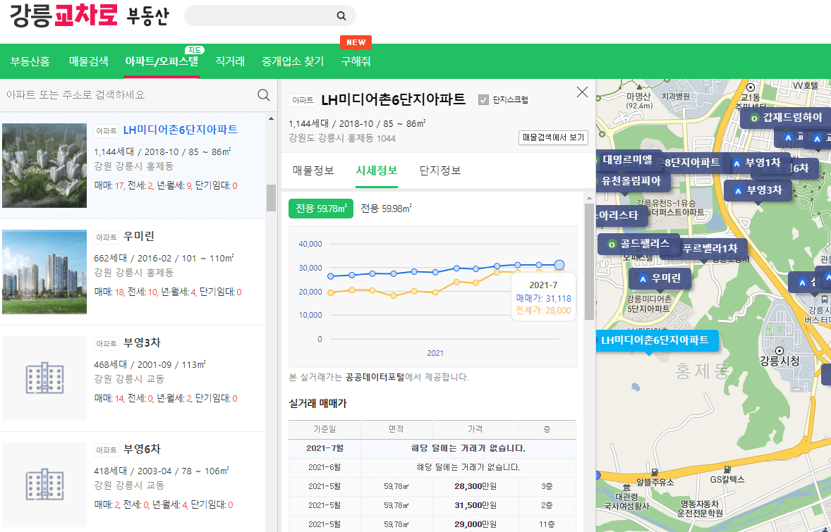 강릉-아파트-오피스텔-매물-시세조회