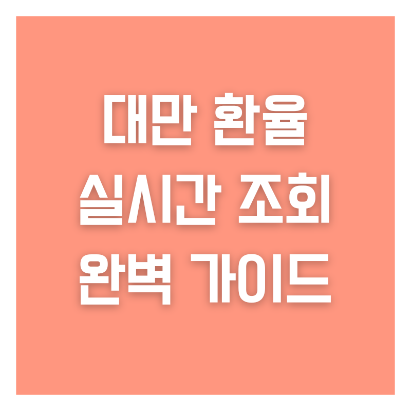 대만 환율 실시간 조회 완벽 가이드