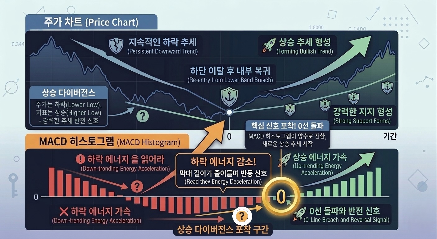 MACD 히스토그램 상승 다이버전스 포착 사례