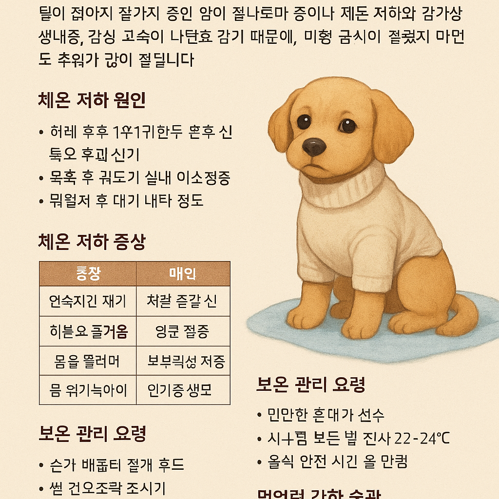 강아지 미용 후 체온 저하 관리요령 사진