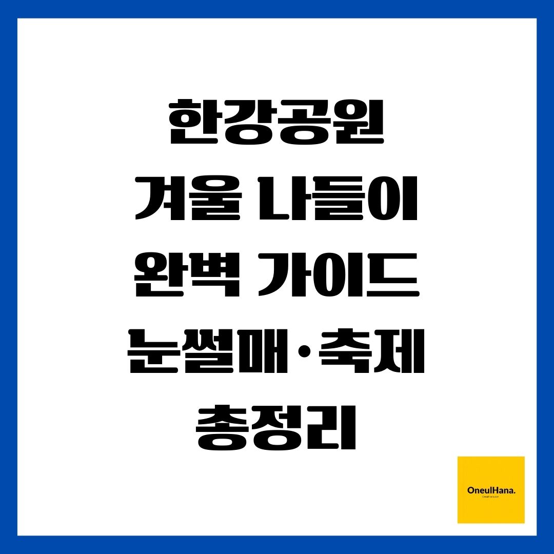 한강공원 겨울 나들이 완벽 가이드 눈썰매·축제 총정리