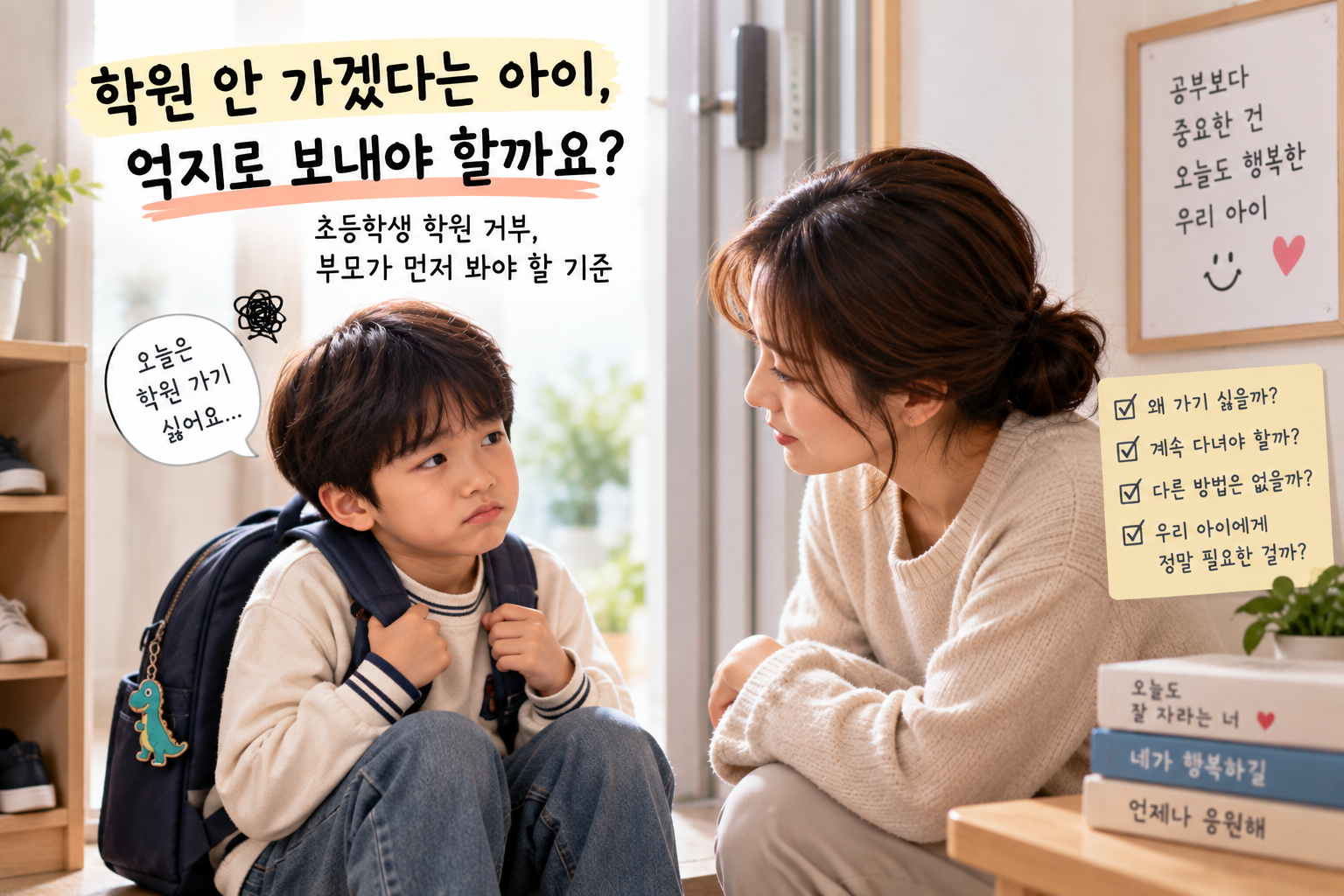 학원 가기 싫은 아이와 엄마의 대화