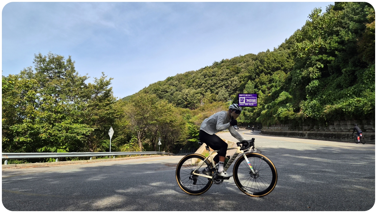 동부15고개 장거리 공도 라이딩 중 캐니언 얼티밋 자전거 실주행