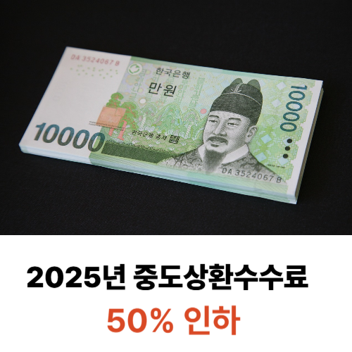 2025년 중도상환수수료 50% 인하!