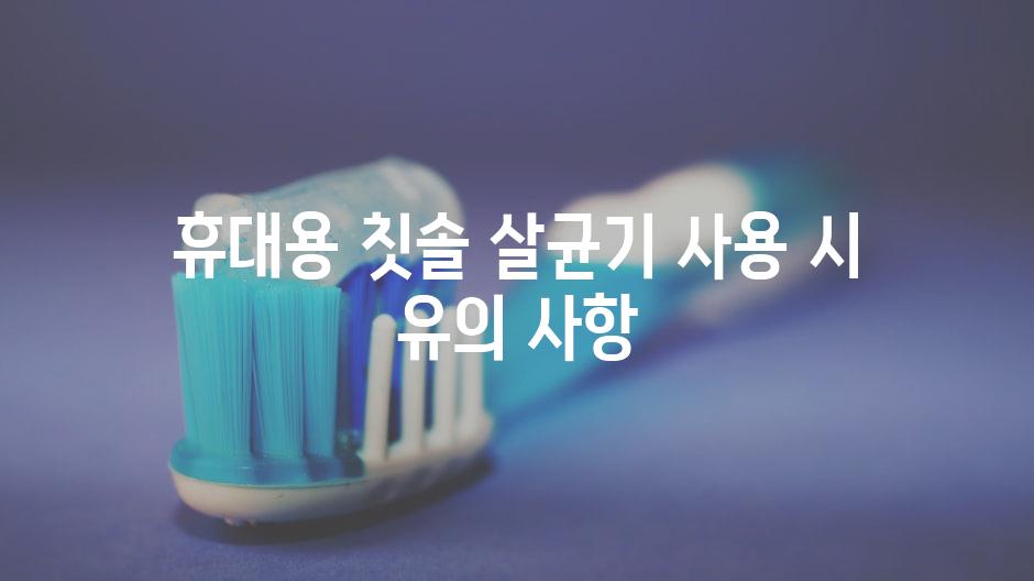 휴대용 칫솔 살균기 사용 시 유의 사항