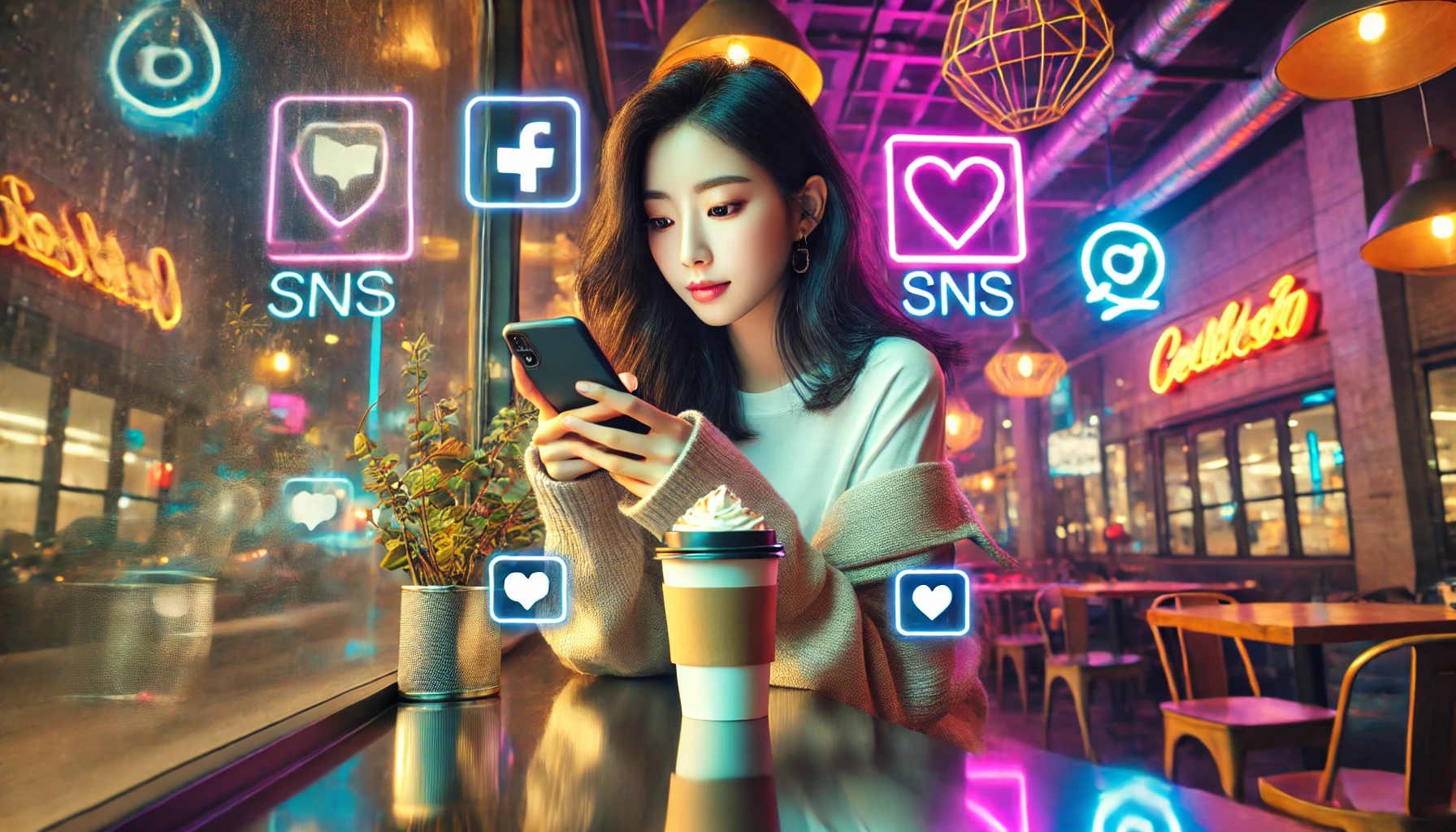 SNS 하는 여자