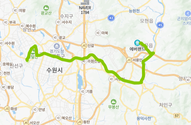 수원-용인-66번-버스-노선-지도