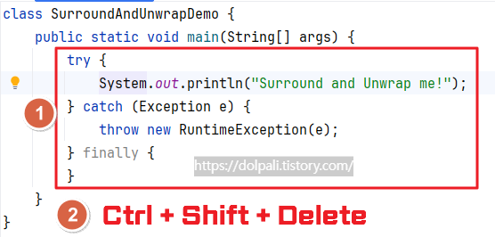 인텔리제이(IntelliJ) 구문 래핑 해제 하기