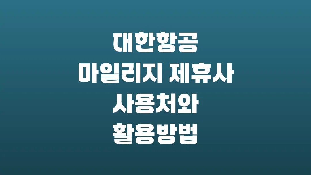 대한항공 마일리지 제휴사 사용처와 활용방법