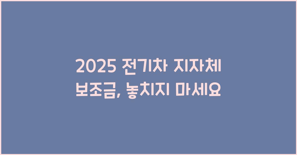 2025 전기차 지자체 보조금