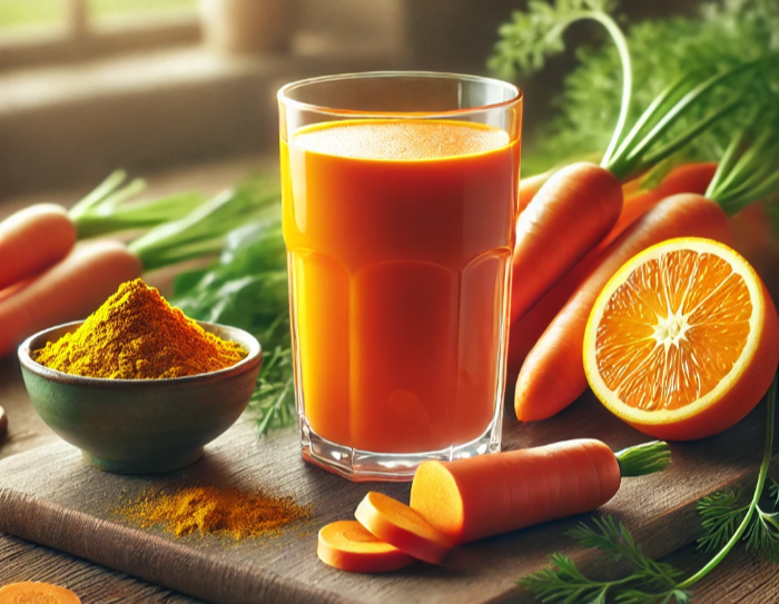 간 해독 주스, 당근 주스가 있는 이미지 - 간 수치 상승 원인 및 대처법 글 썸네일