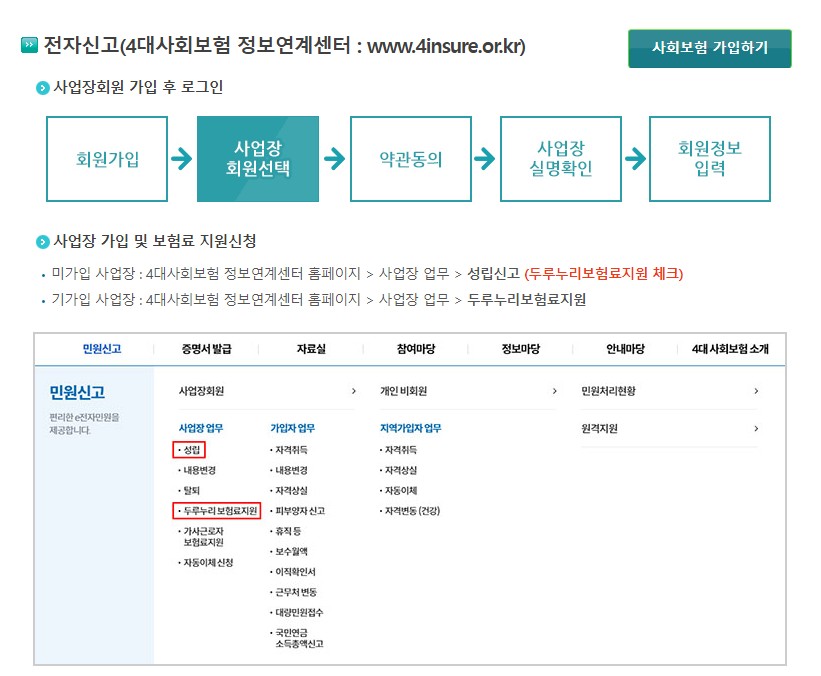 두루누리 사회보험료 지원금 대상 확인 및 신청 방법 - 고용보험, 국민연금