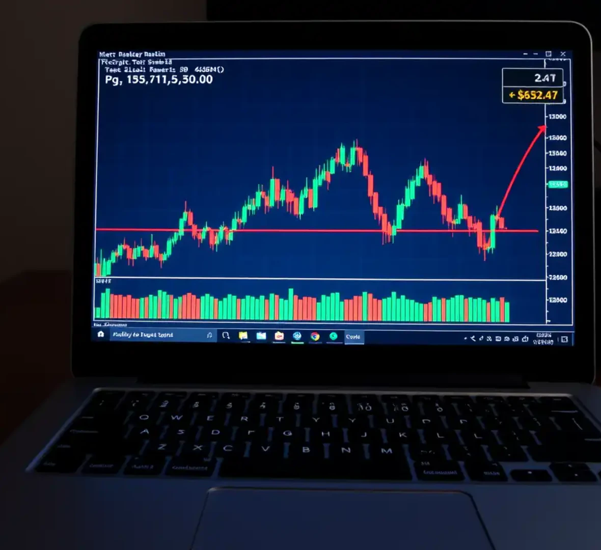 노트북에 지정가를 선으로 표현한 이미지