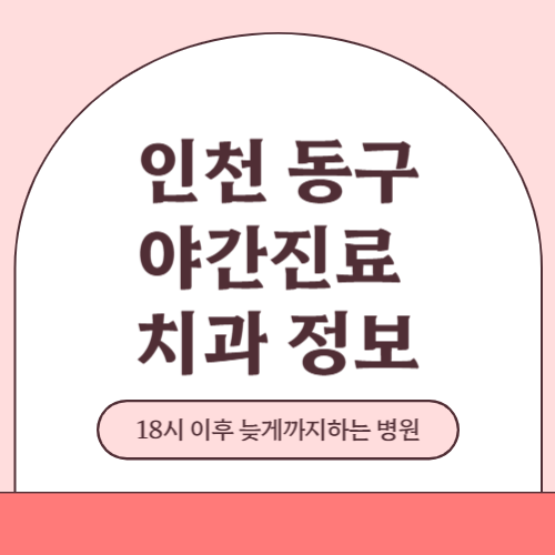 인천 동구 야간진료 치과 병원 (18시 이후 늦게까지하는 병원)