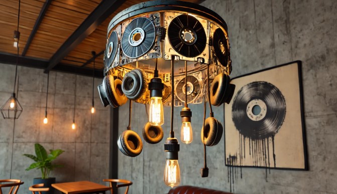 @고장 난 헤드폰으로 만든 목걸이형 조명 이미지