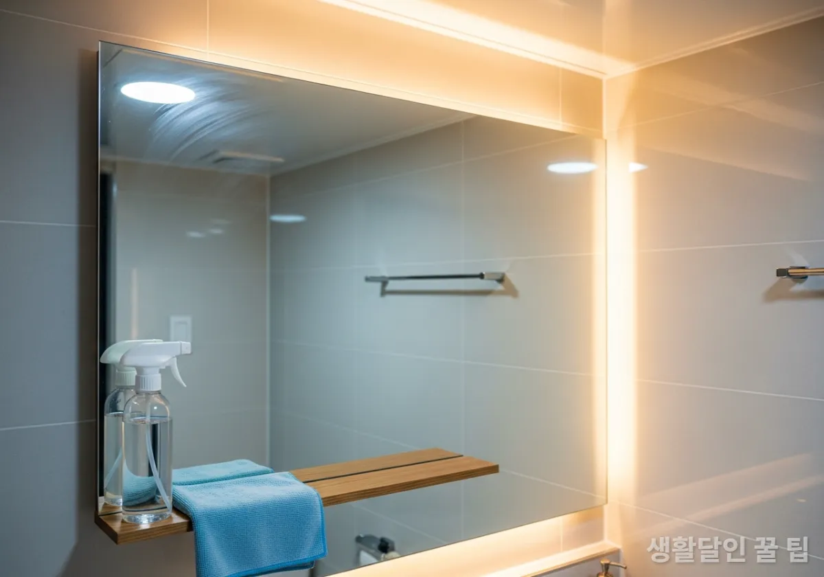 치킨 무 국물로 닦아 물때 없이 깨끗해진 화장실 거울