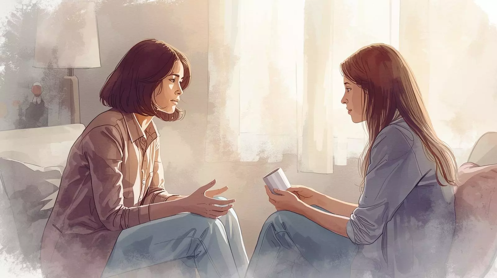 상담사의 공감적 경청을 표현한 이미지