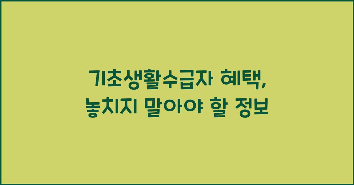 기초생활수급자 혜택