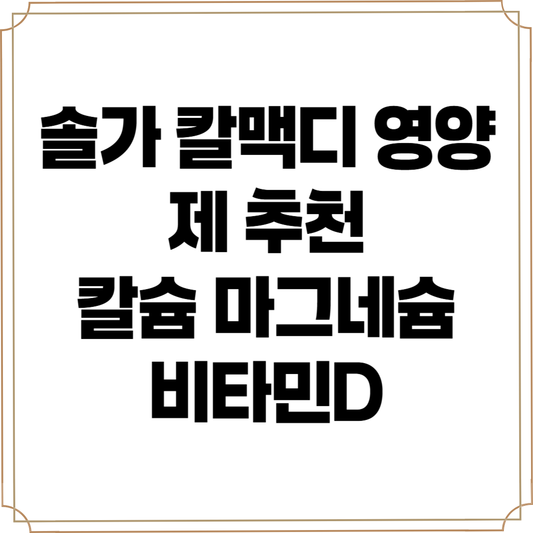 솔가칼맥디영양제추천