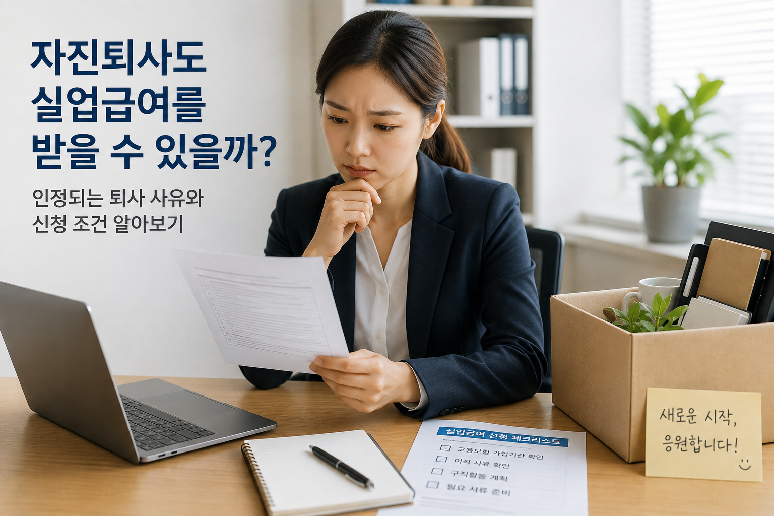 자진퇴사 후 실업급여 신청 조건을 확인하는 직장