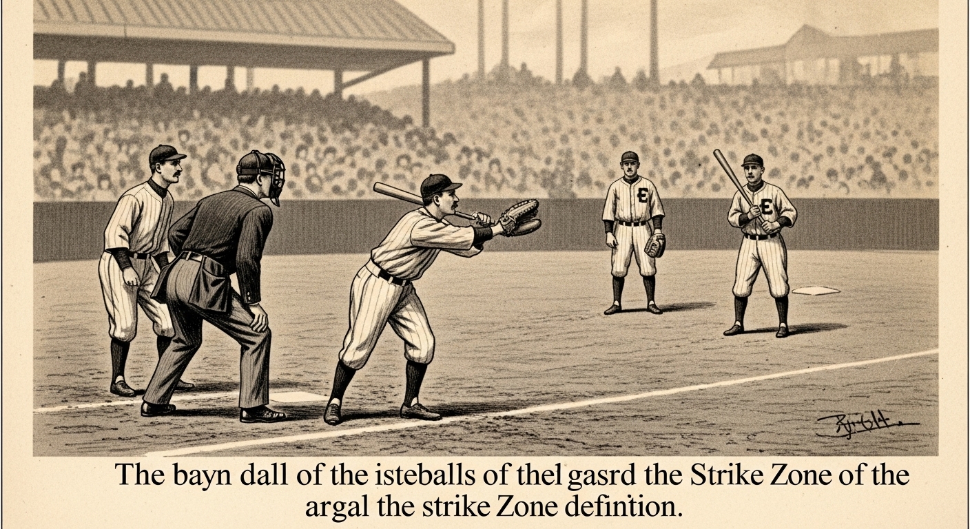 19세기 말 야구 경기에서 심판이 판정을 내리는 오래된 사진. 당시 스트라이크존의 모호함을 시사하는 역사적인 장면.