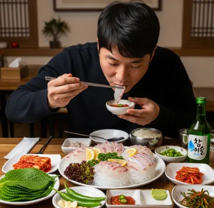 회를 먹는 한사람