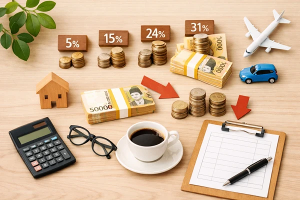 소득과 세율 흐름을 표현한 장면