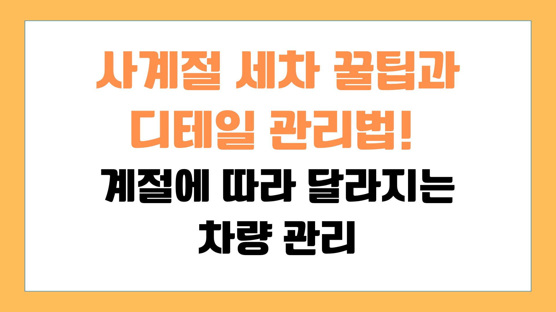 사계절 세차 꿀팁