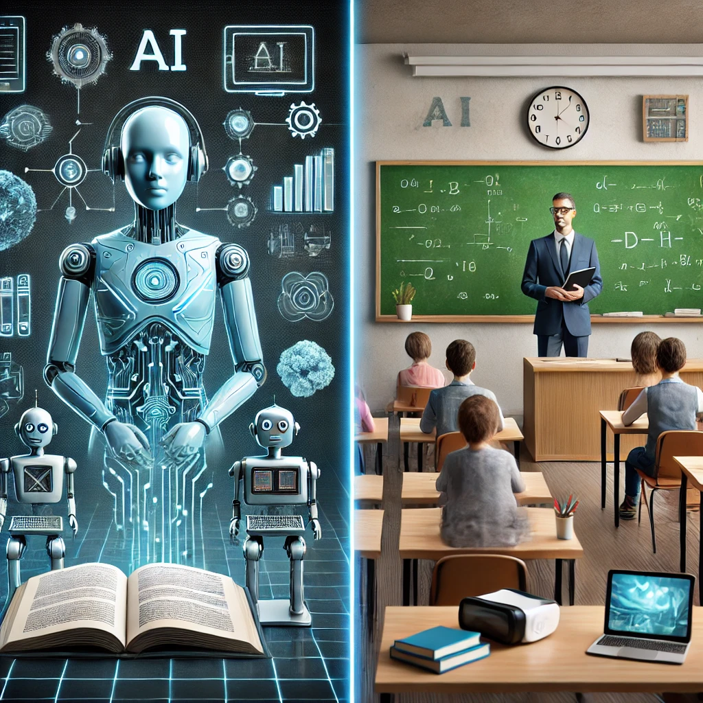 AI 교육과 전통 교재 비교 이미지
