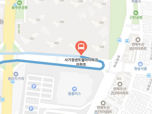 사가정센트럴아이파크아파트에서 인천공항 리무진 공항버스(6013번) 지도 위치