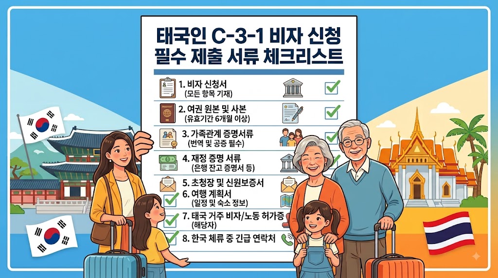 태국인 C-3-1 비자 신청 제출 서류 체크리스트
