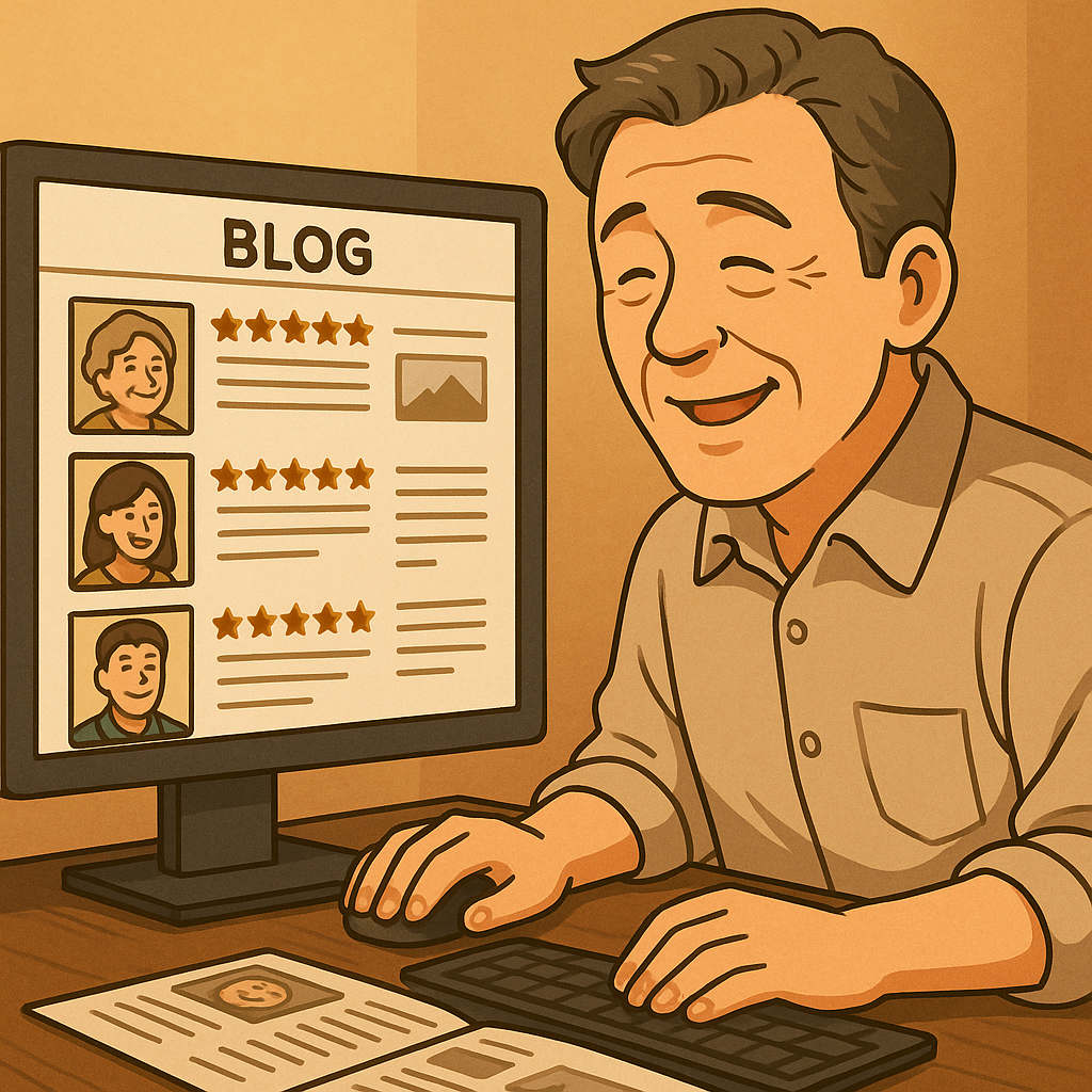 블로그 관리하는 모습