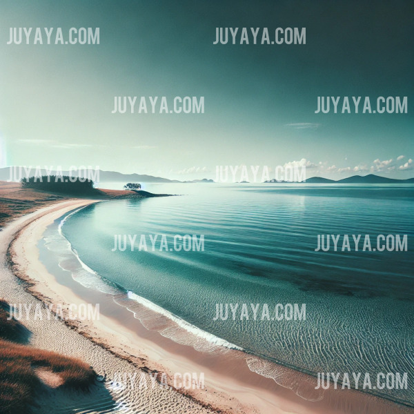 외연도의 평화로운 해변, 맑은 하늘과 잔잔한 파도가 일렁이는 풍경.