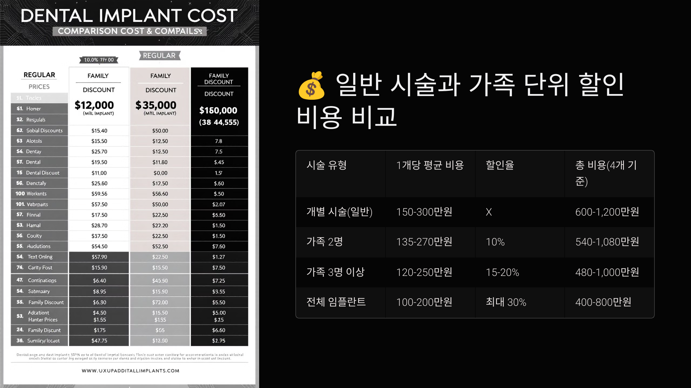 일반 시술과 가족 단위 할인 비용 비교