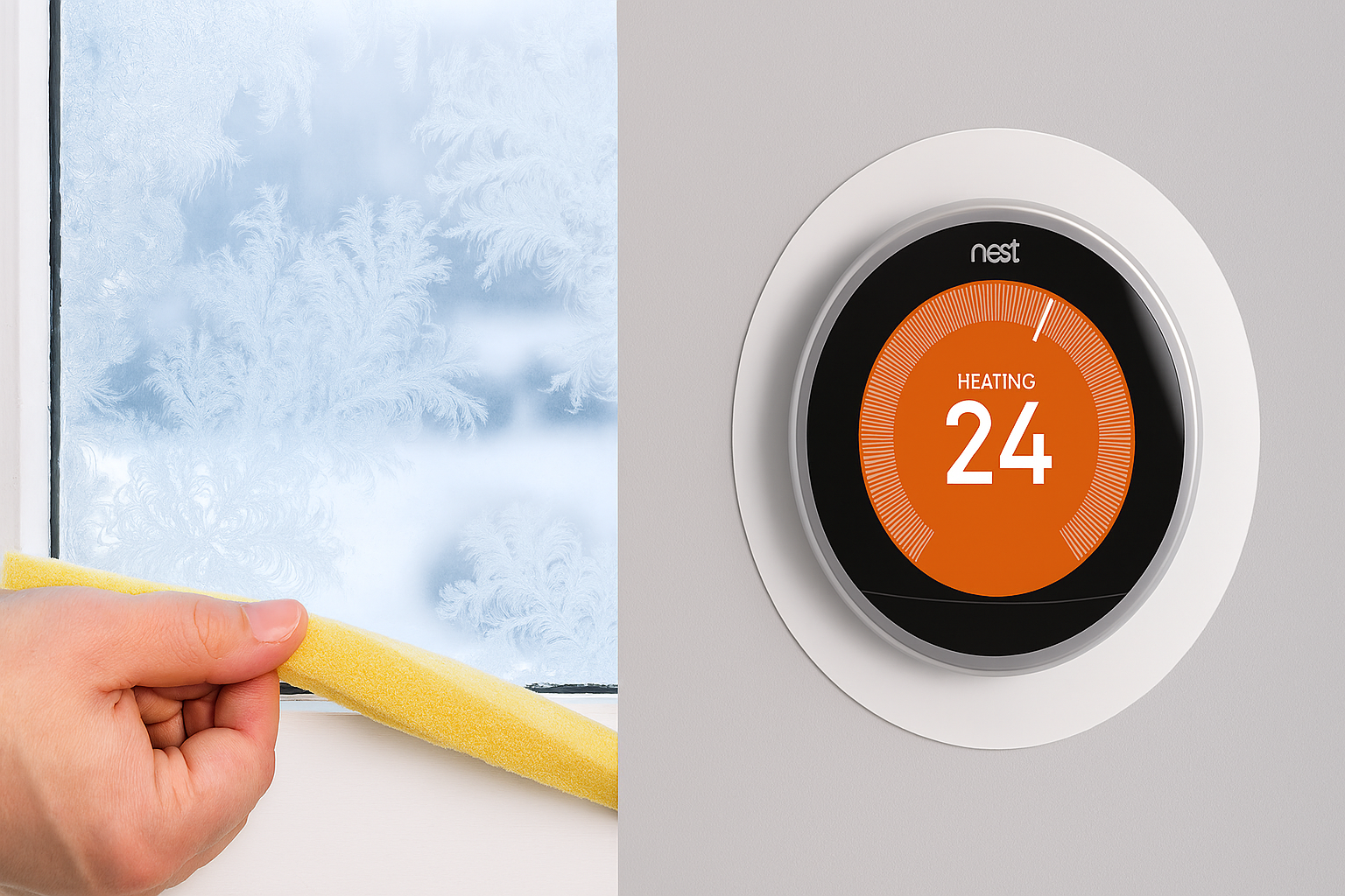 겨울철 난방비 절약을 위한 단열 및 스마트 온도 조절기 활용한 모습의 이미지